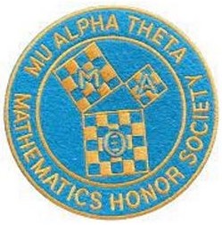 Round patch with insignia of Mu Alpha Theta (Mathematics Honor Society).