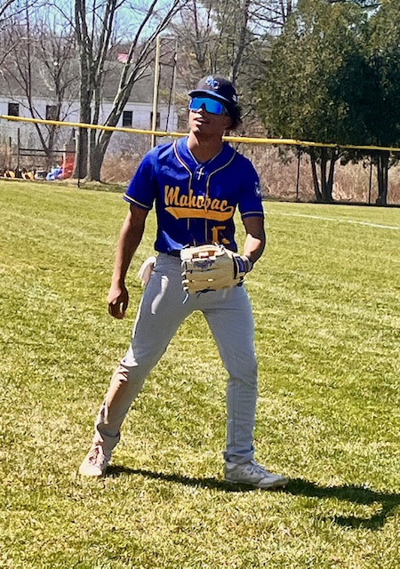 Nate in outfield ready to catch.